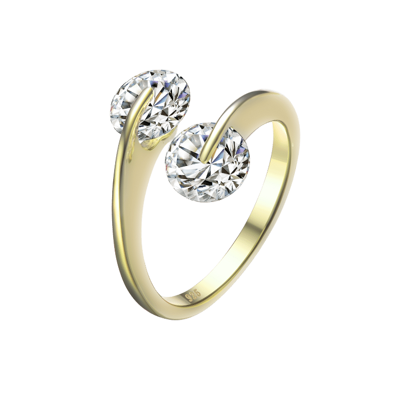 14k Gold Plated Modern Cubic Zirconia Ring