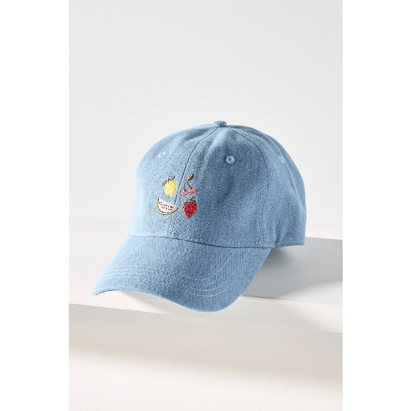 Summer Fruits Denim Hat (Indigo Blue)