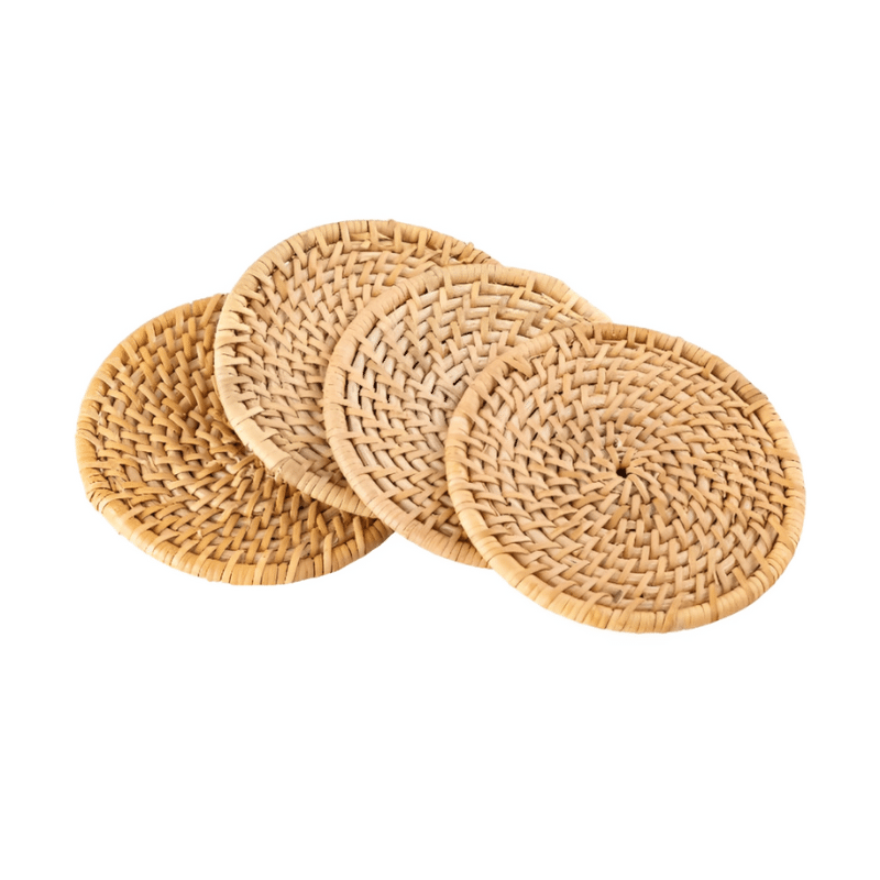 Natural round coaster set of 4