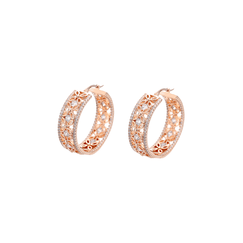 Picture of 14K Rose Gold Plated Filigree Hoop Earrings