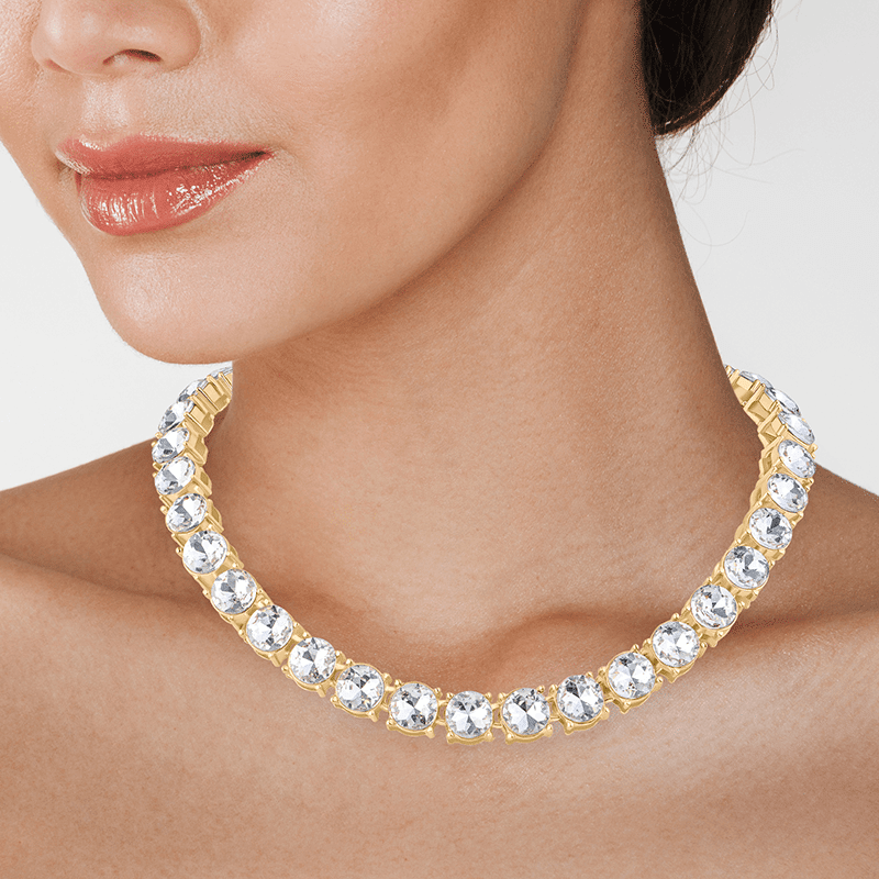 30 Cttw Round Glass XL Tennis Necklace