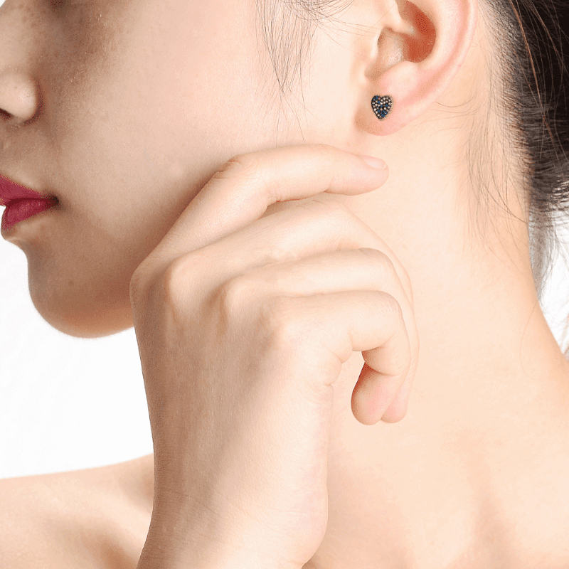 14K Gold Plated Heart Stud Earrings