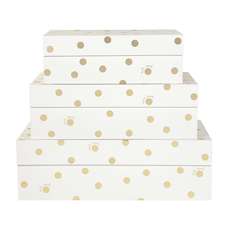 Nesting Boxes, Gold Dot with Script