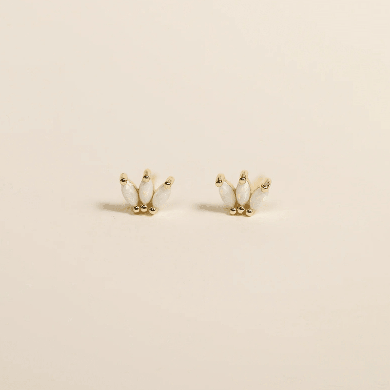 Opal Crown Stud Earrings