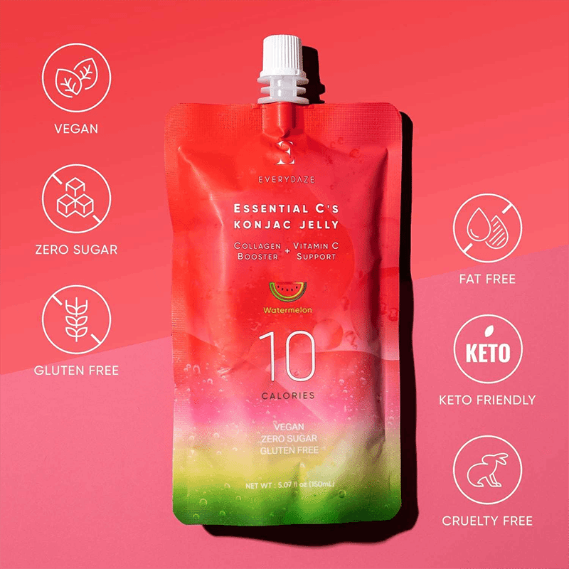 Essential C's Konjac Jelly with Collagen + Vitamin C - Watermelon (10 Pack)