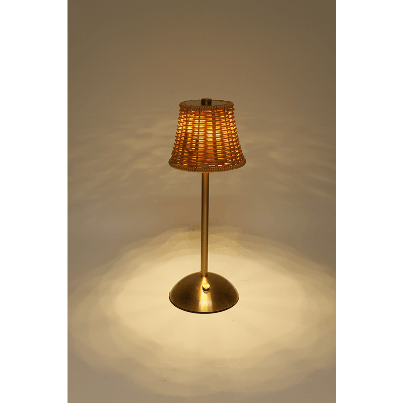 LED Lamp with Rattan Shade