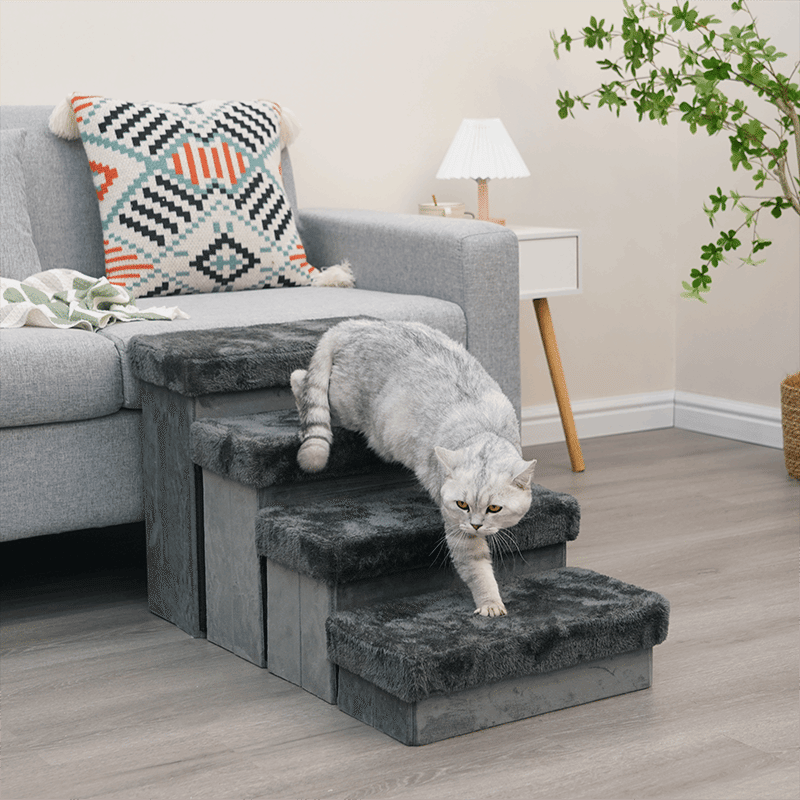 Charcoal Foldable Pet Assistance Stairs