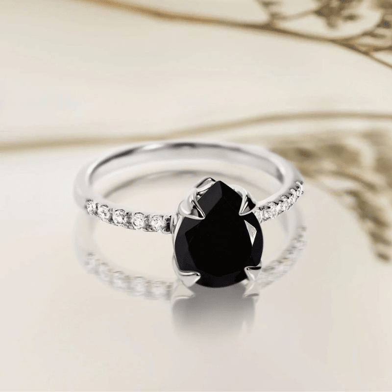 Sterling Silver Nymph Black Obsidian Ring