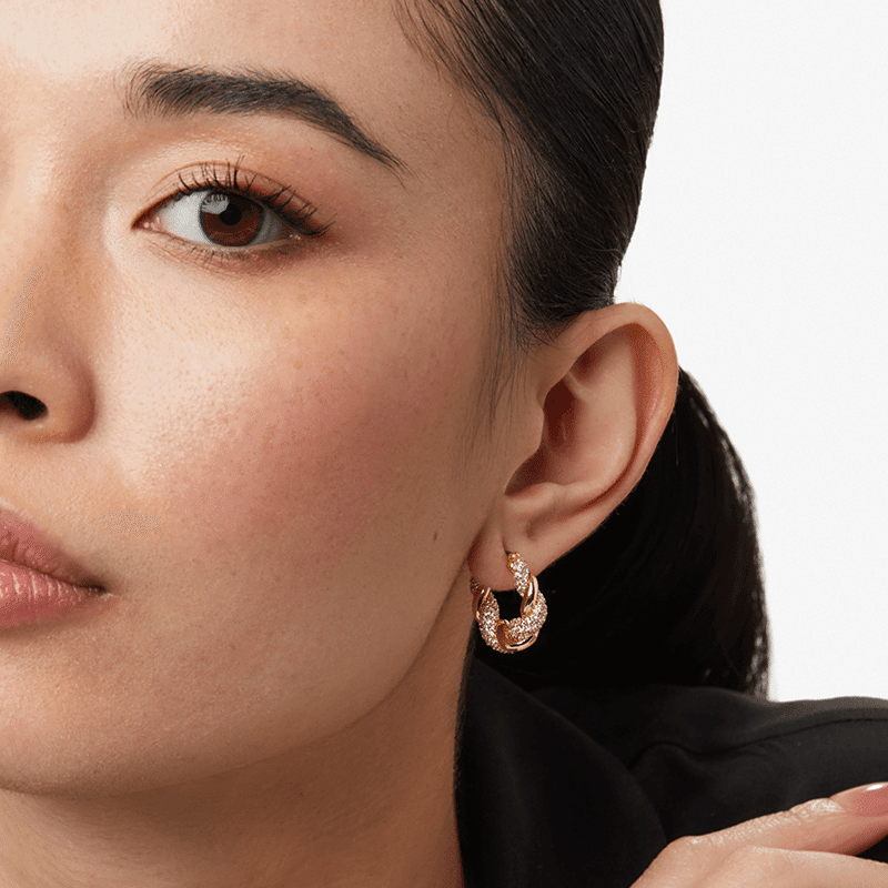 Twisted Hoop Earrings - Paris Pave