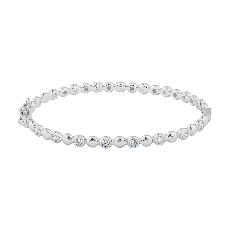 1 Cttw Pave Cz Alternating Ba Ll Bangle Bracelet