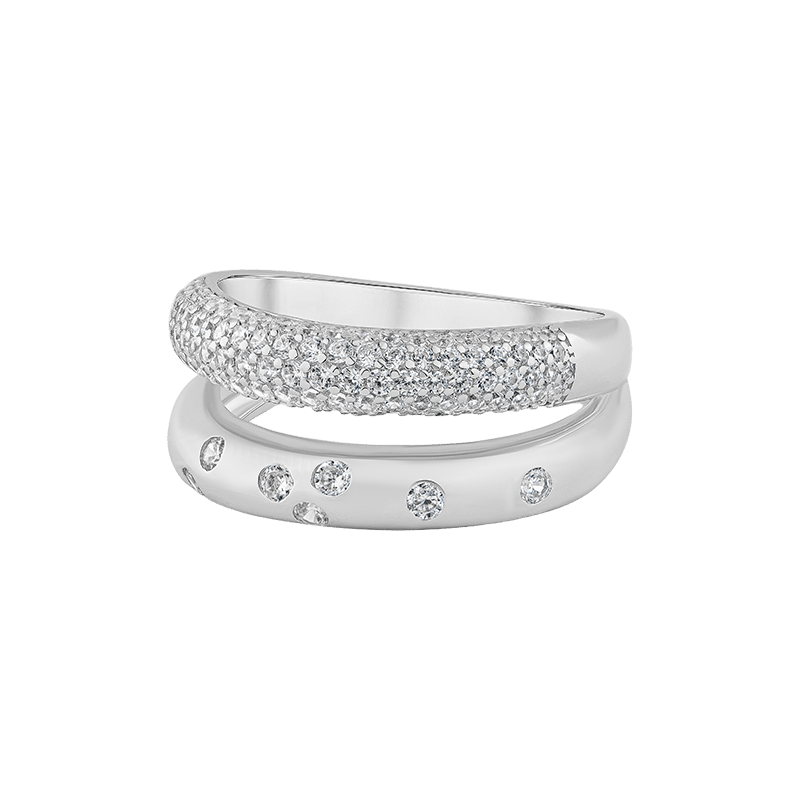 1.25Cttw Pave Scatter Two Row Ring - Size 7