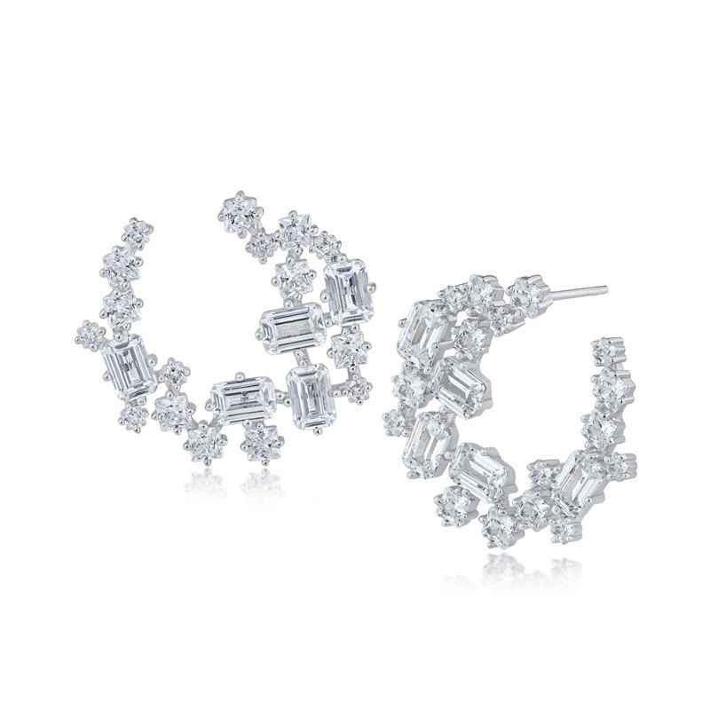 7 Cttw Multi Cz Cluster Front Hoop Ears