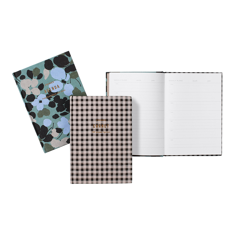 Gingham Petals Dual Cover Journal Agenda