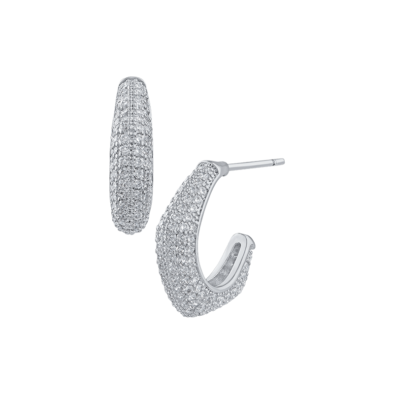 3 Cttw Pave Cz Angled Hoop