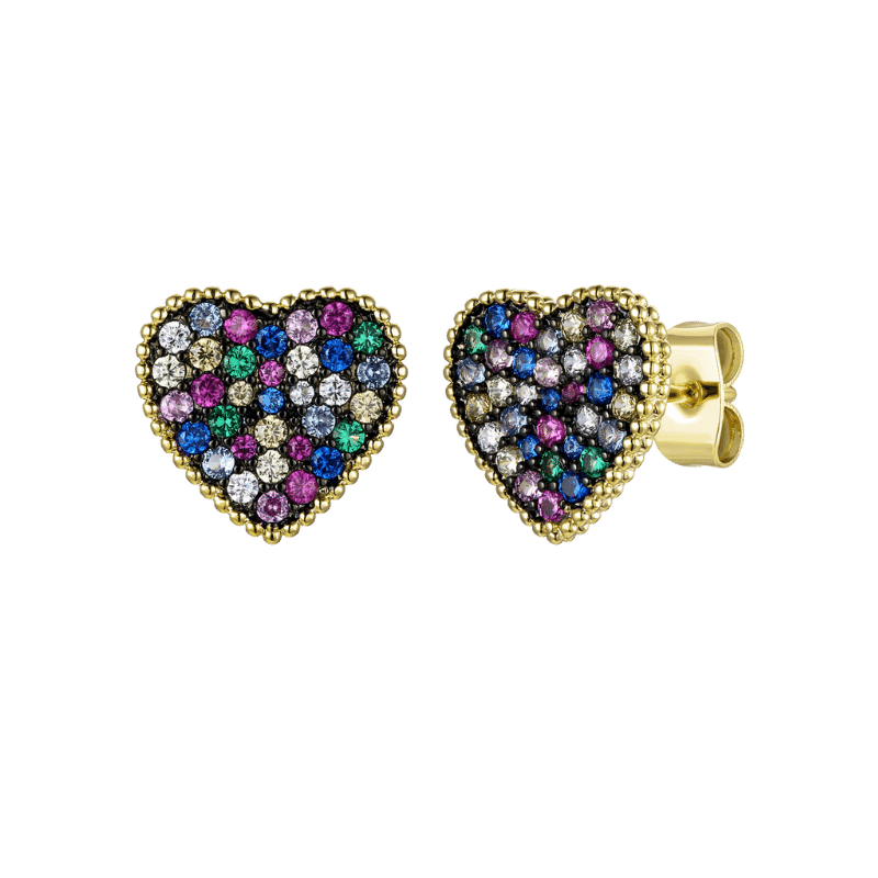 14K Gold Plated Heart Stud Earrings