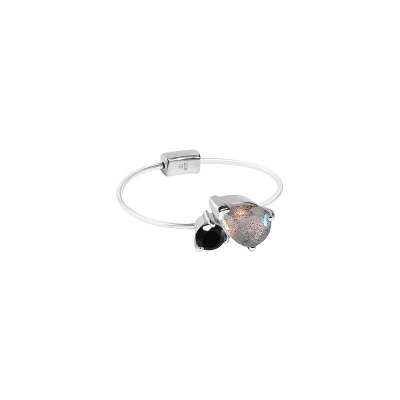 Picture of Toi Et Moi Labradorite & Black Obsidian Floating Ring