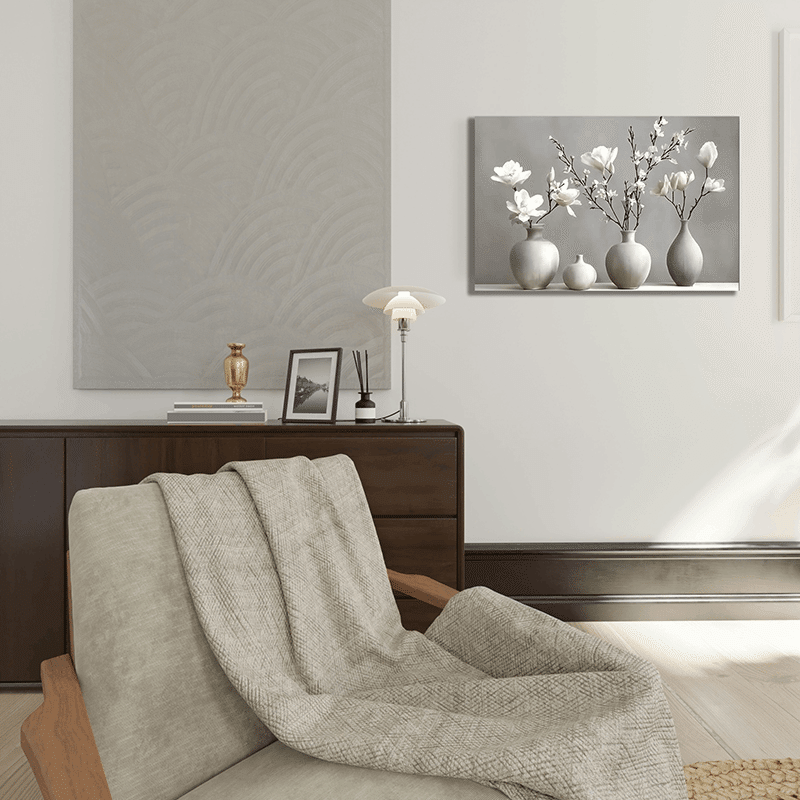 Botanical White Flower Ready to Hang Canvas Wall Art