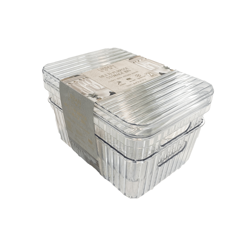 Multi-Purpose Storage Bin Ribbed 2PK Small With Lids