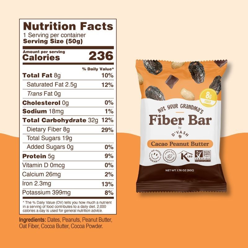 Peanut Butter Fiber Bars (6 Pack)