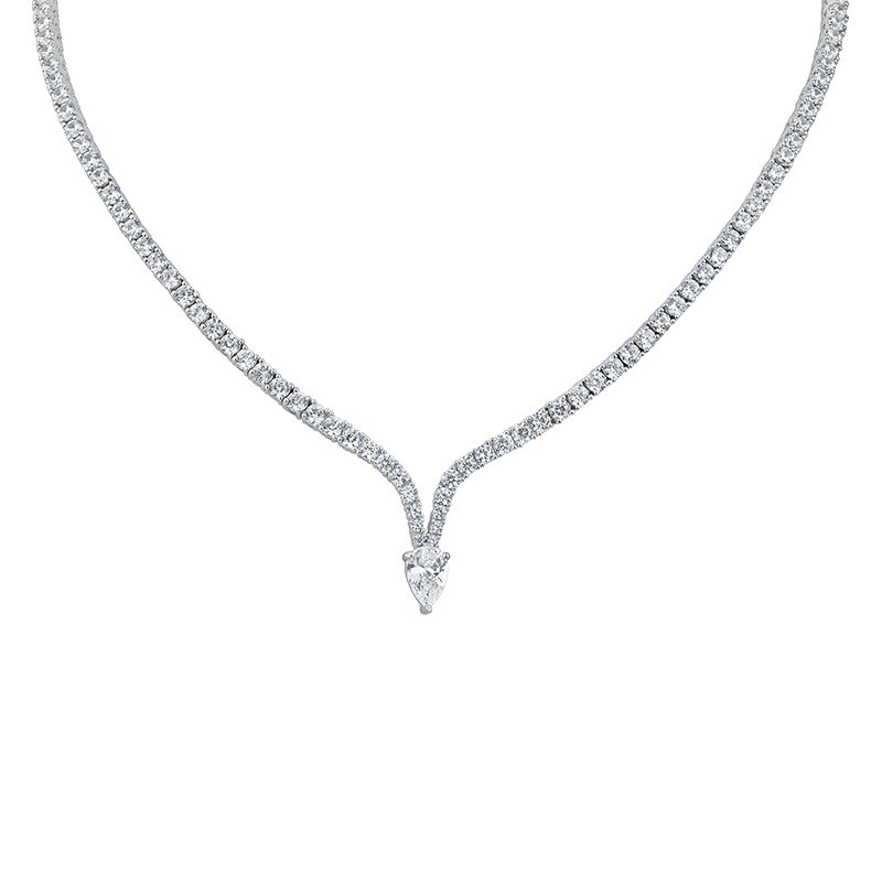 48 Cttw Cz Tappered Front Statement Neck