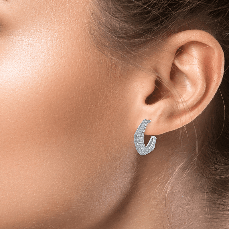 3 Cttw Pave Cz Angled Hoop