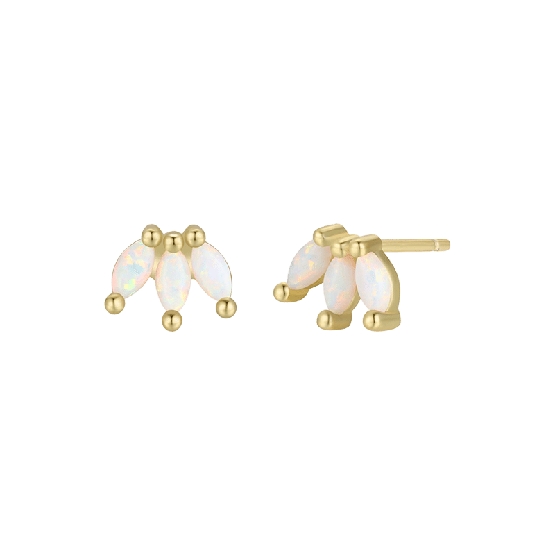Opal Crown Stud Earrings