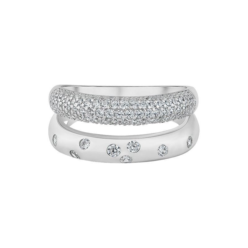 1.25Cttw Pave Scatter Two Row Ring - Size 7