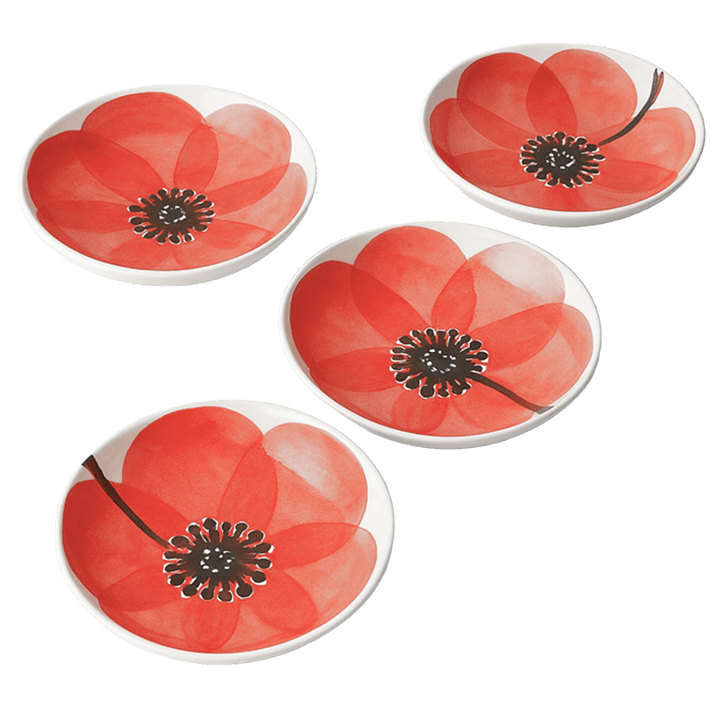 Poppy Snack Dishes, Set Of 4