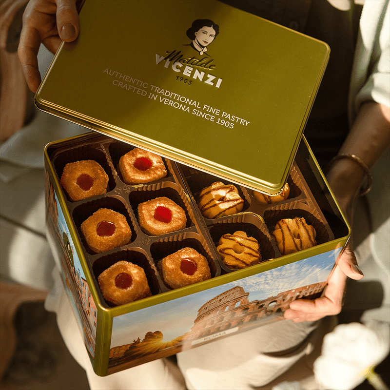 Roma Cookie Tin - Italian Pastries & Bakery Cookies in Individually Wrapped Trays