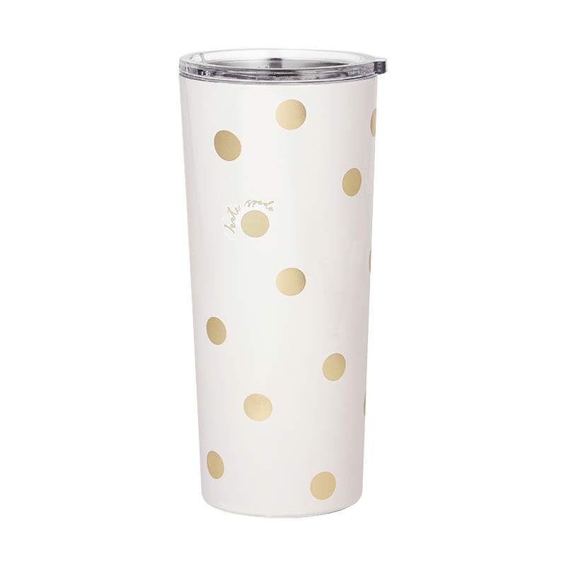 Stainless Steel Tumbler, Gold Dot w/ Script