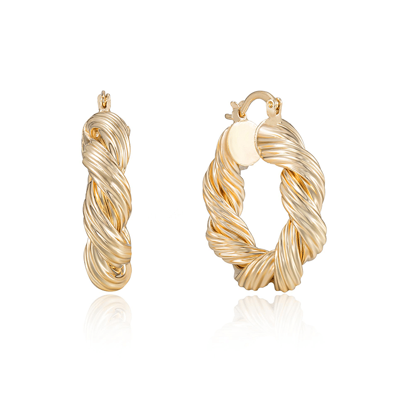 Modern Day 18k Gold Plated Twist Hoops