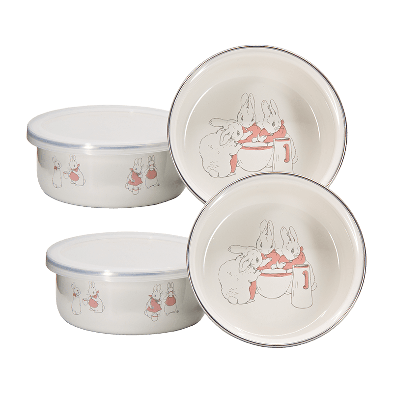 Set Of 4 Girl Bunnies Child Bowls