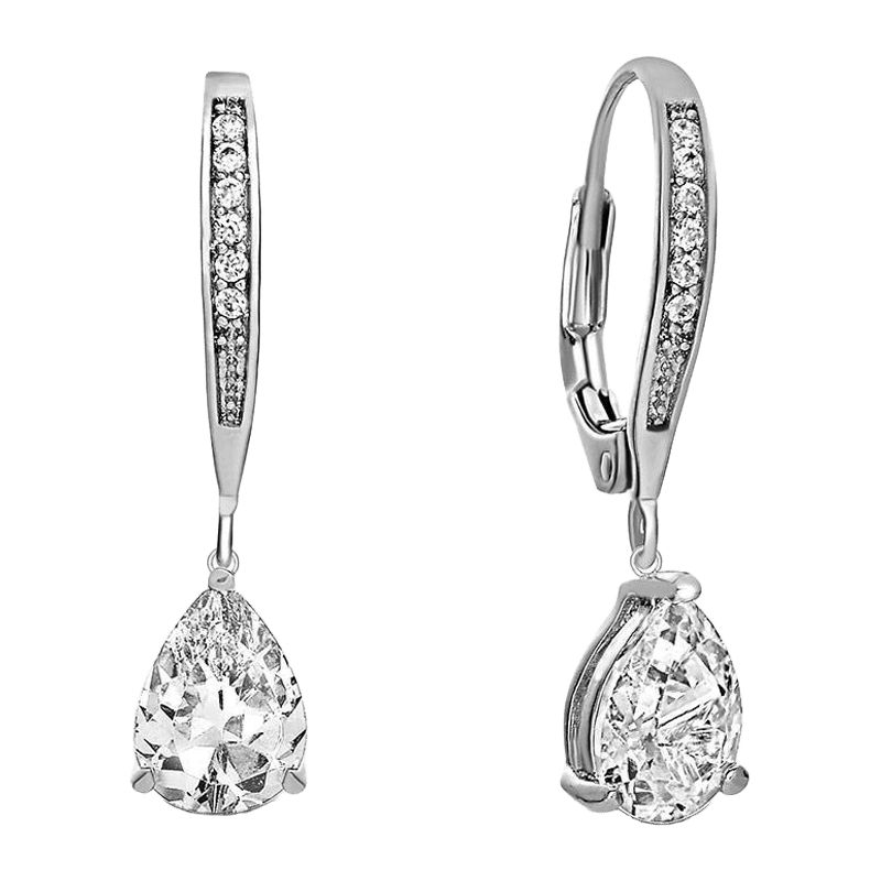 Rhodium Plated Sterling Silver Teardrop Hoop Earrings