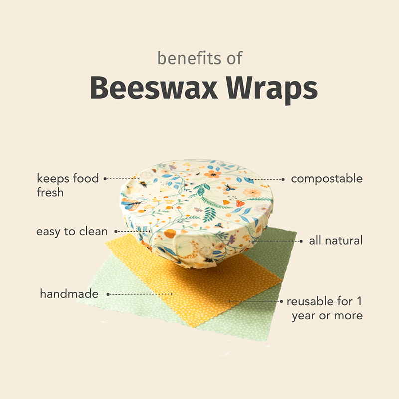 Beeswax Wraps Set 3x - Avocado, Cheese & Onion
