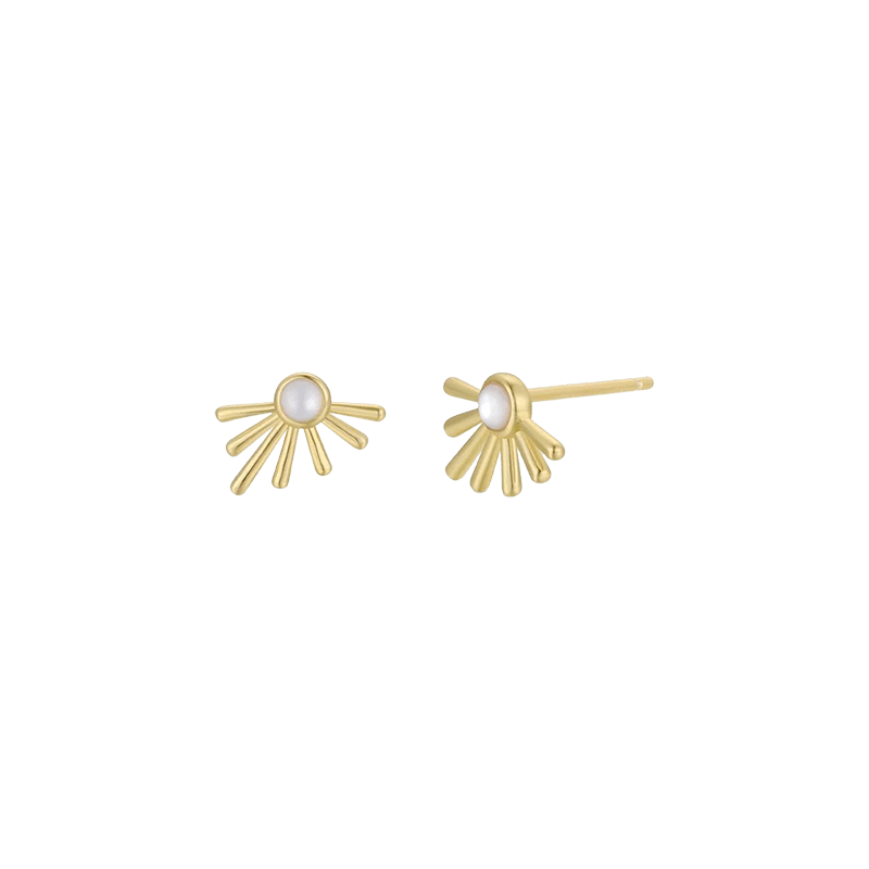 Sun Ray White Opal Earrings