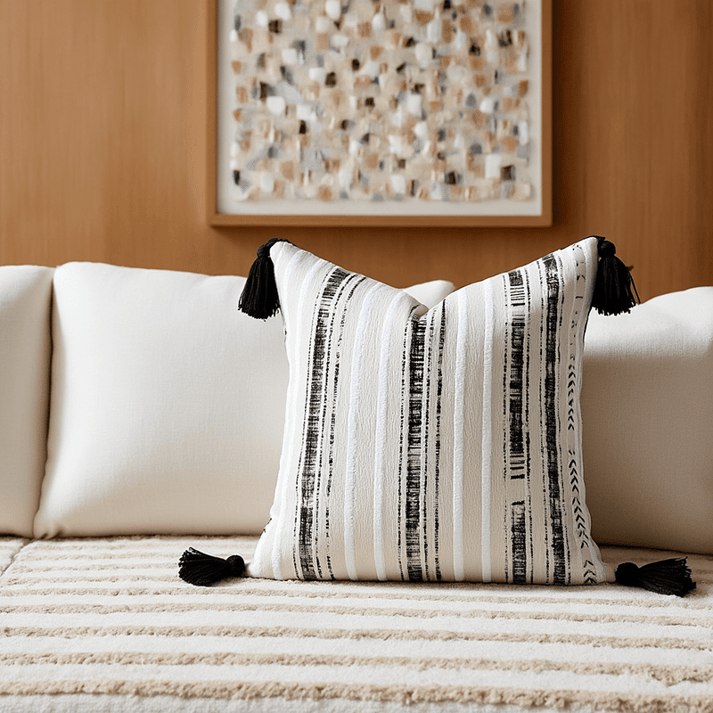 Chenille Striped Jacquard Throw Pillow Cover (2 Pack)