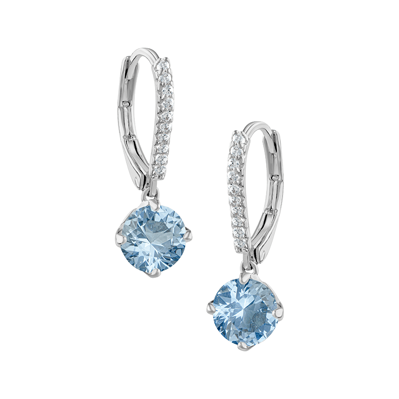 Aqua Cz Dange Earrings