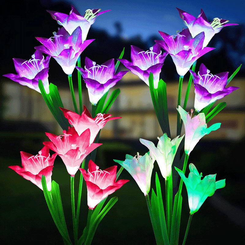 Solar Powered Flower Garden Lights (4 Pack)