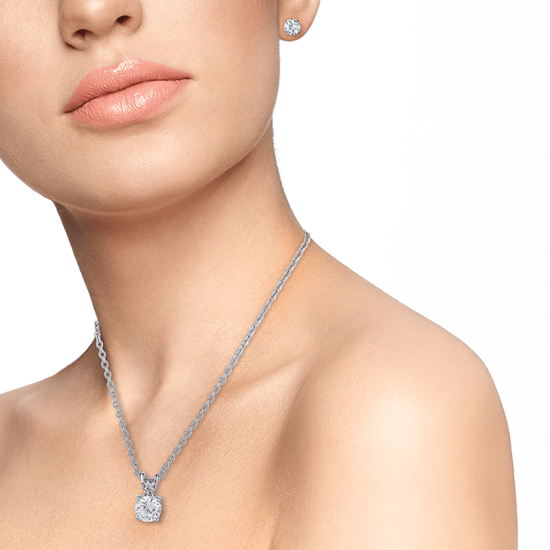 3Cttw Round Cz Pendant Necklace & Earring Set