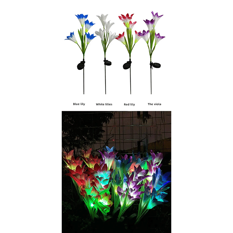 Solar Powered Flower Garden Lights (4 Pack)