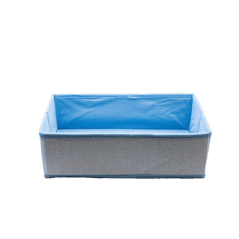 Fabric Drawer Organizer (2 Pack) (Blue Herringbone)