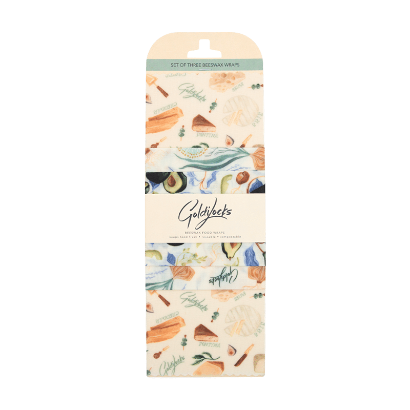 Beeswax Wraps Set 3x - Avocado, Cheese & Onion
