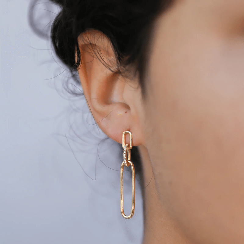 Pave Link Drop Earrings