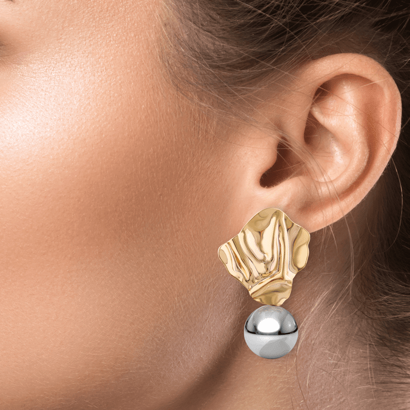 Fluid 2 Tone Metal Statement Earring