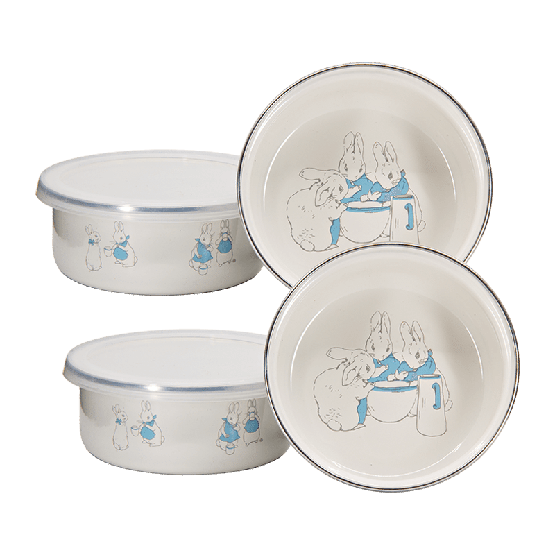 Set Of 4 Boy Bunnies Child Bowls