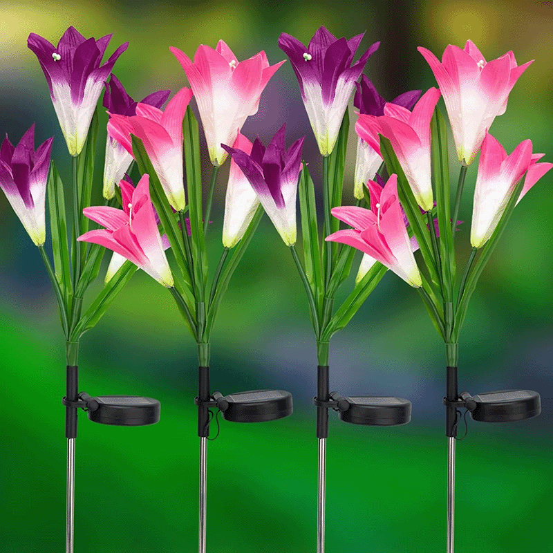 Solar Powered Flower Garden Lights (4 Pack)