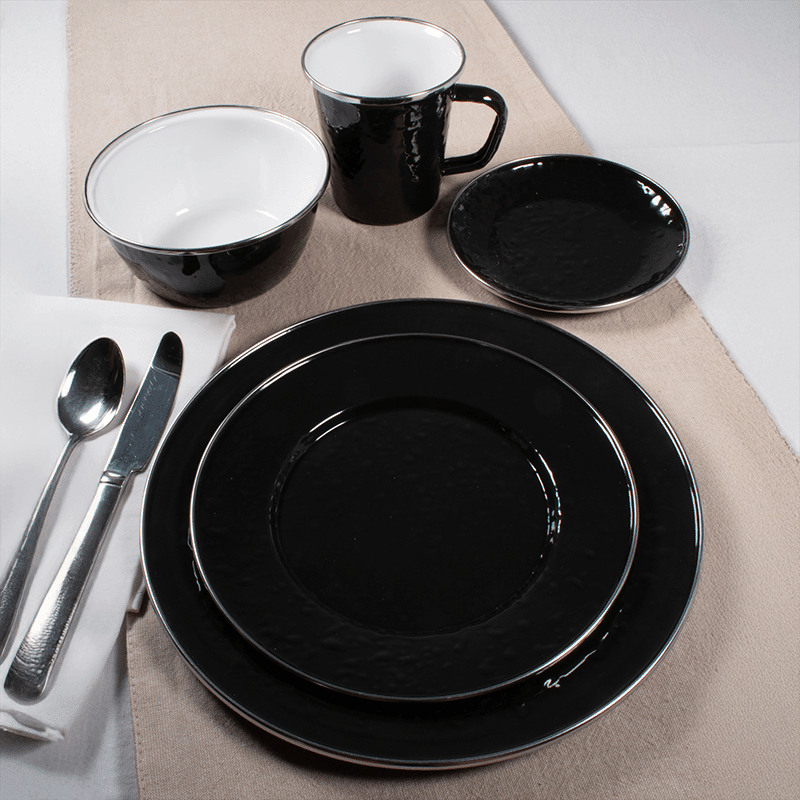 Set Of 4 Solid Black Dinner Plates
