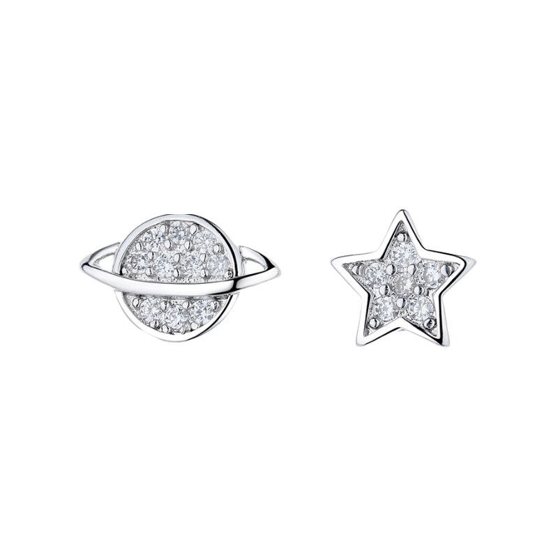 Sterling Silver Star and Planet Earrings