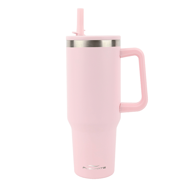 Picture of Blush Pink Stainless Steel Flip Up Straw Bottle