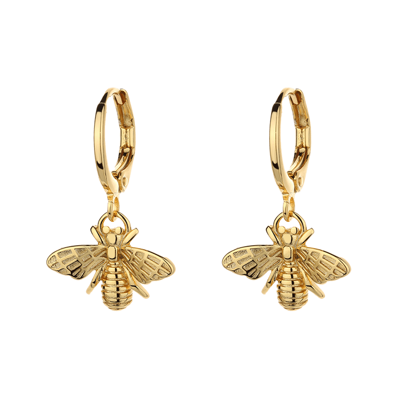14K Gold Plated Bee Huggie Earrings